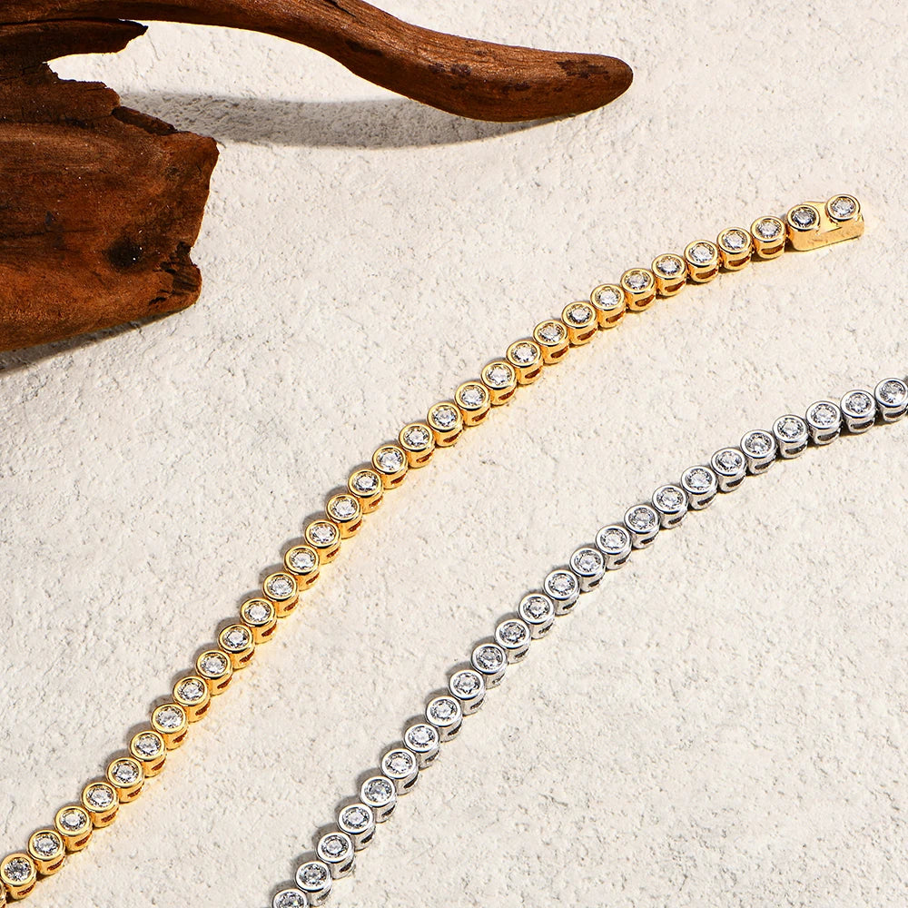 3MM Round Cut Bezel Moissanite Tennis Bracelet