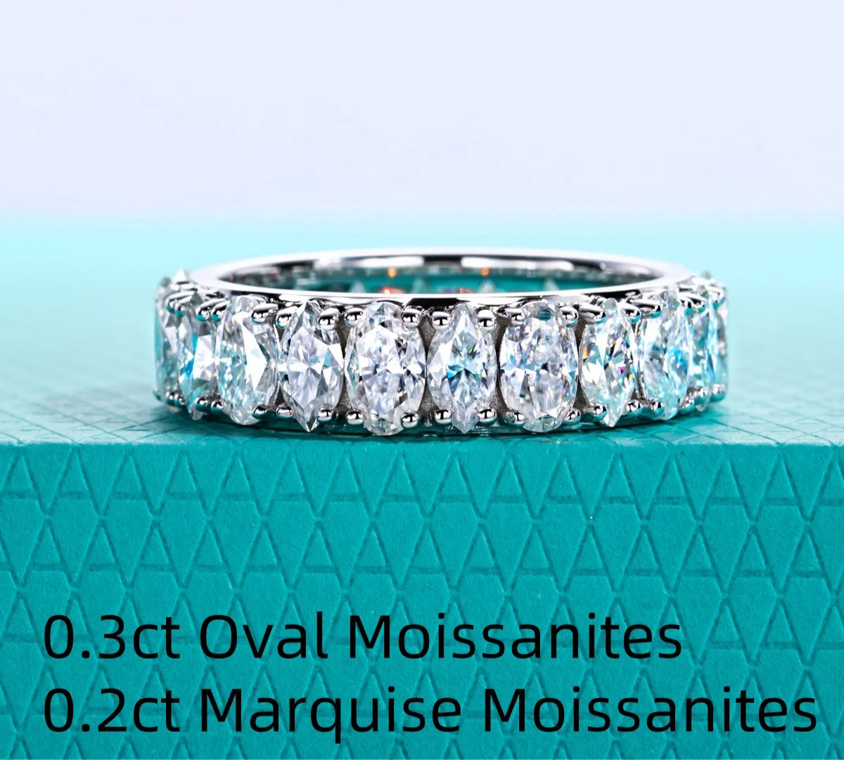 0.3 CT Oval & 0.2 CT Marquise Cut Moissanite Eternity Band
