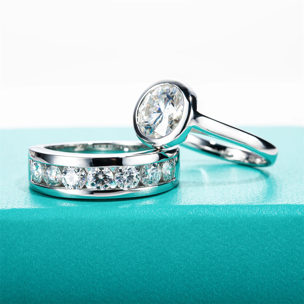 VVS1 D Color Moissanite Couple Rings