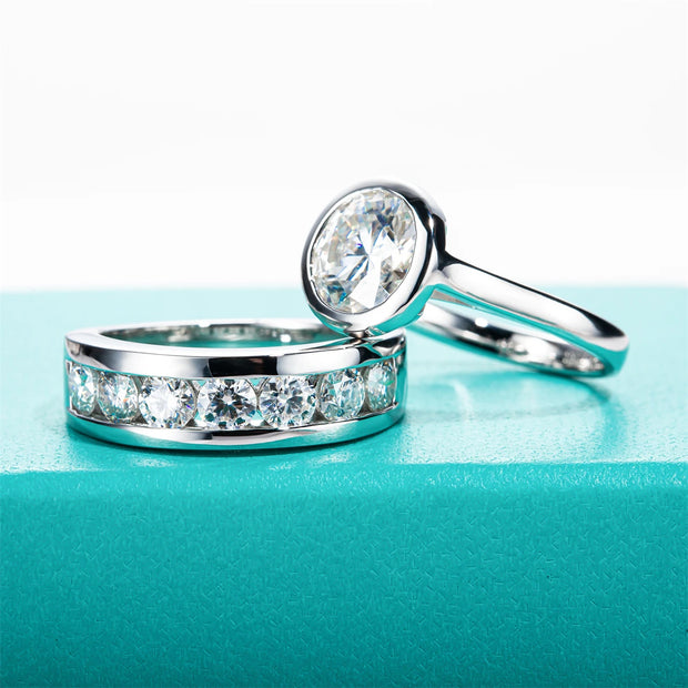 GK Moissanites D Color Moissanite Couple Rings