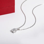 14K White Gold 2 Carat Pear Teardrop Cut D Color Moissanite Diamond Necklace.