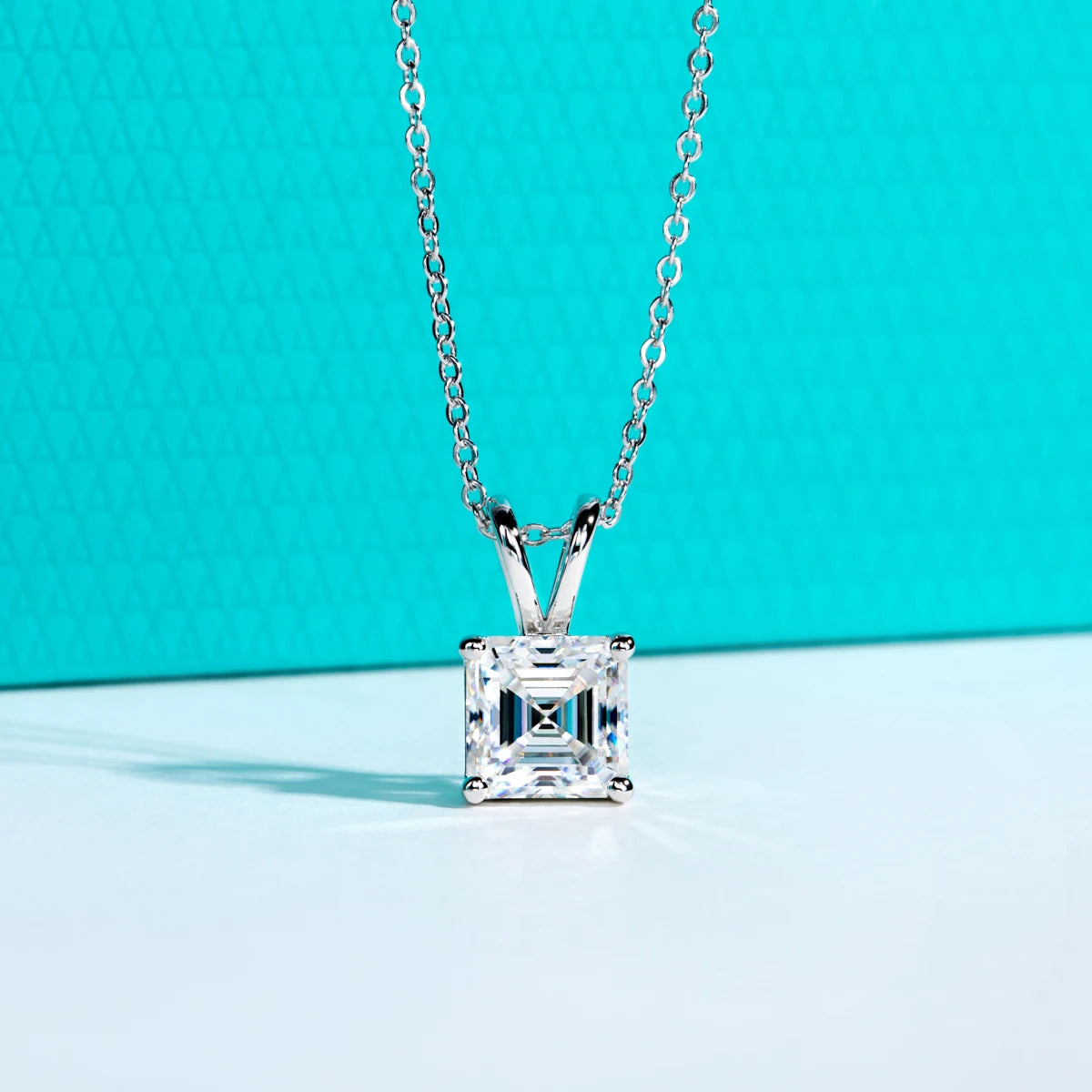 VVS1 D Color Asscher Cut Moissanite Pendant Necklace