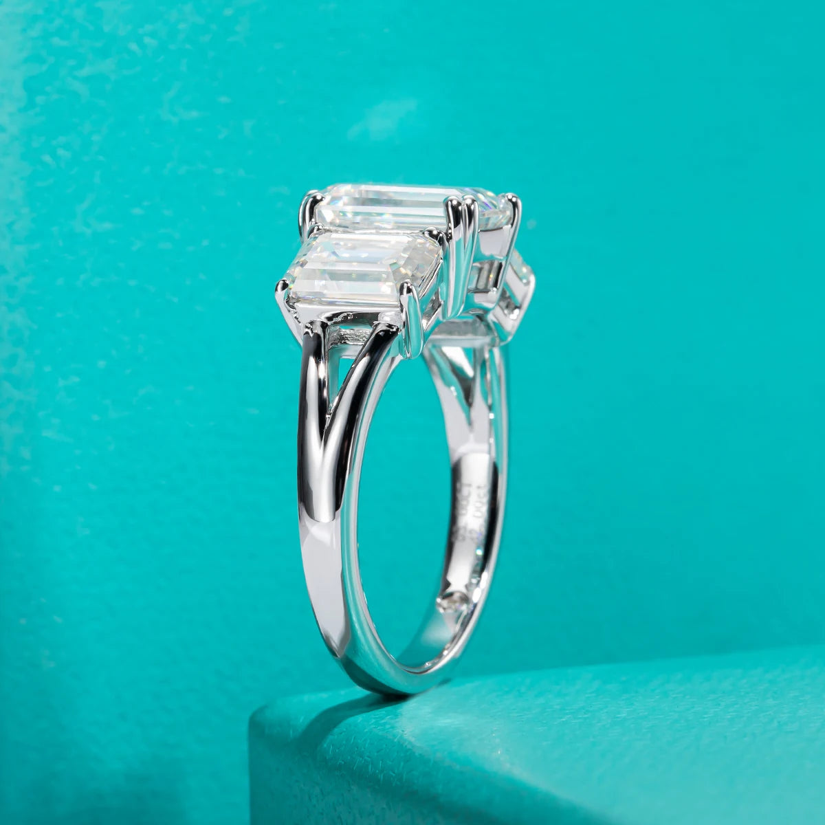 5 CT Emerald Cut Moissanite Engagement Ring