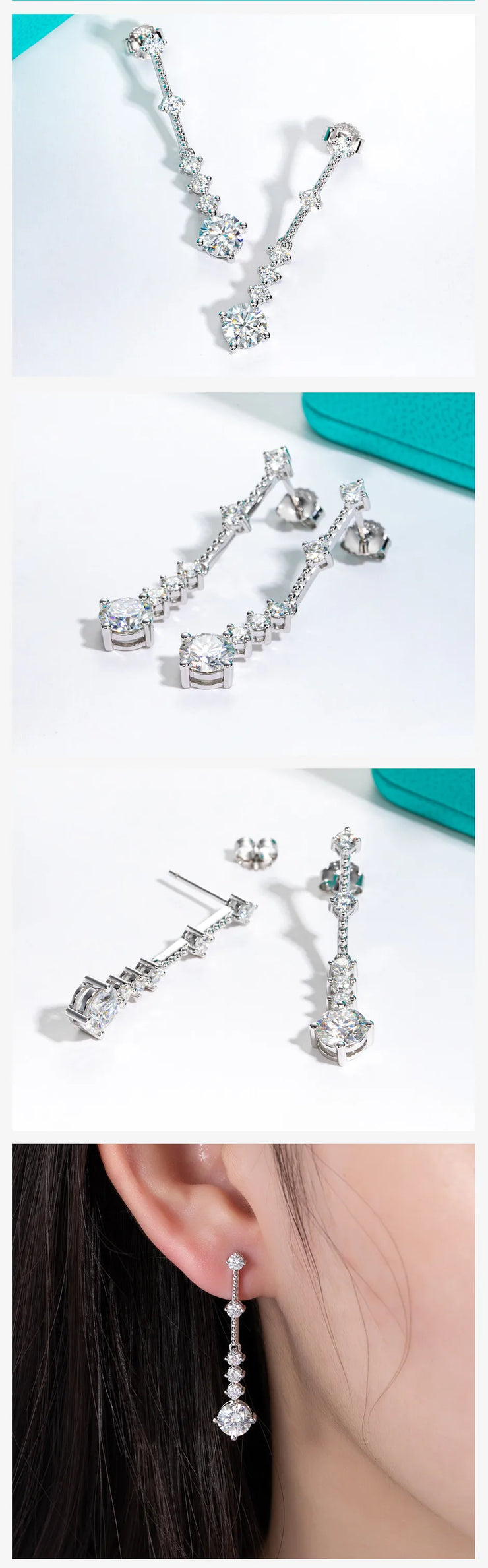 2.8cttw Moissanite Drop Earrings.