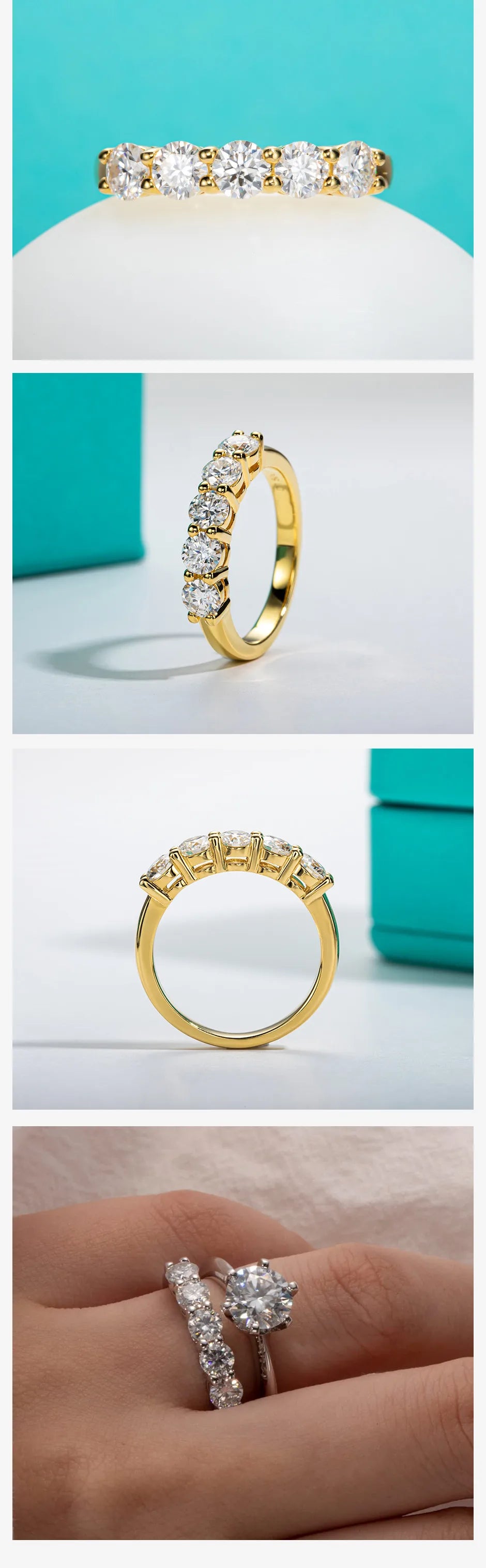 4MM Round Cut Half Eternity Moissanite Band