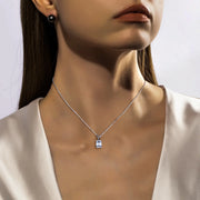 VVS1 D Color Emerald Cut Moissanite Pendant Necklace