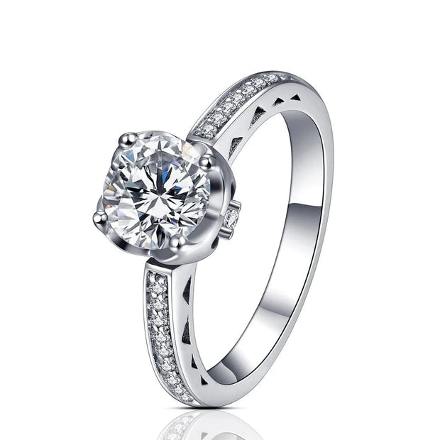 1 CT 6.5mm Round Cut Moissanite Promise Ring.