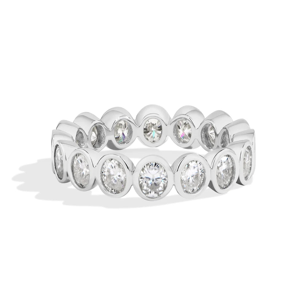 Oval Cut Moissanite Eternity Wedding Band