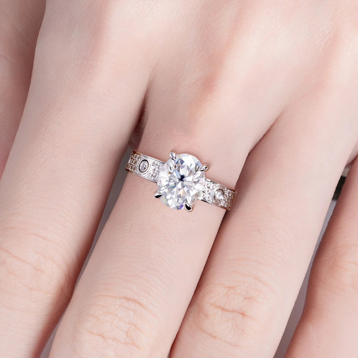 3 CT Oval Cut Moissanite Engagement Ring