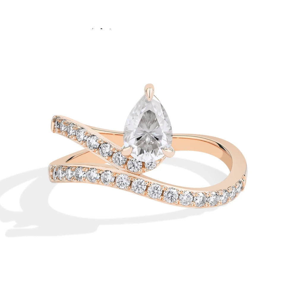 0.8 CT Pear Cut D VVS1 Moissanite Ring