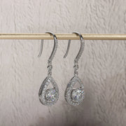 1 Carat Teardrop D Color Moissanite Drop Earrings - 925 Sterling Silver Hook Earrings for Women.