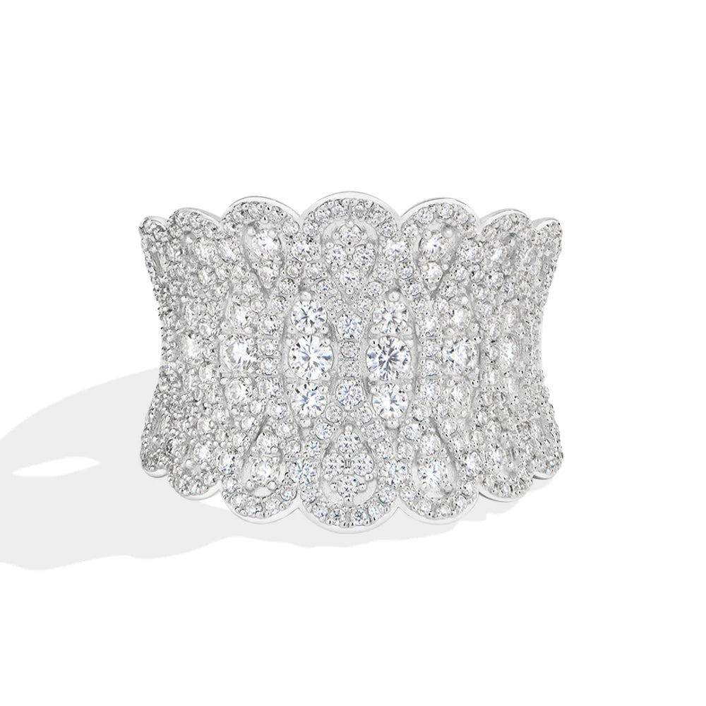 Luxury Paved Moissanite Wavy Statement Ring
