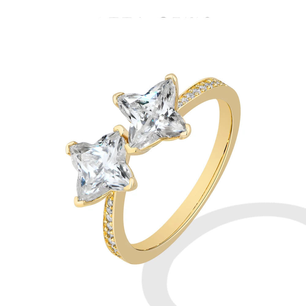 Four Leaf Clover Cut Moissanite Engagement Ring