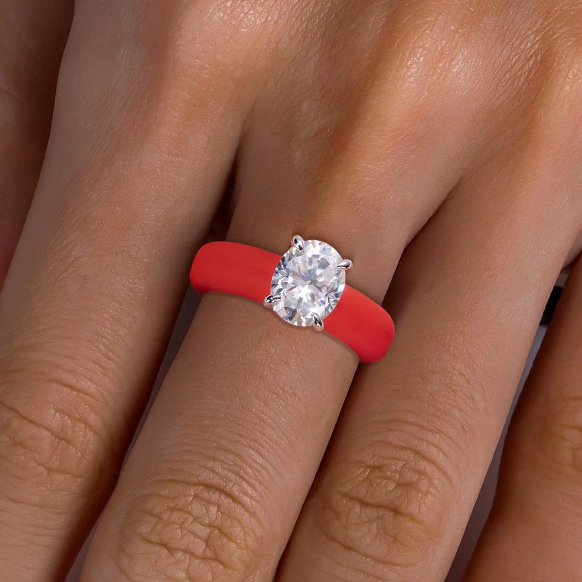 3 CT Oval Cut Moissanite Silicone Ring