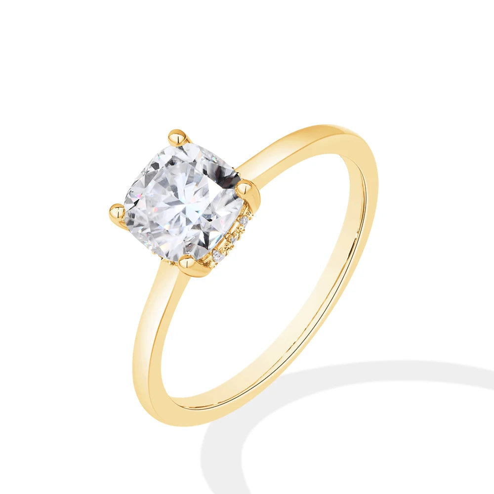 VVS1 D Color Cushion Cut Moissanite Engagement Ring