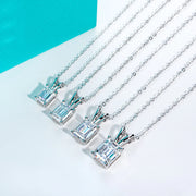 VVS1 D Color Emerald Cut Moissanite Pendant Necklace
