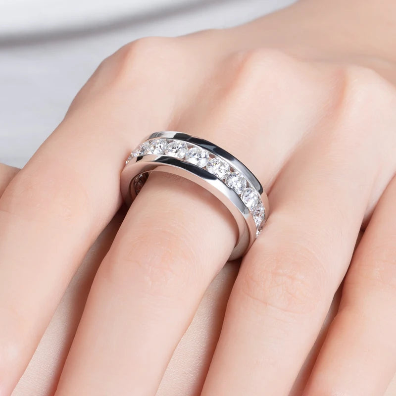 2.1 CTTW Moissanite Eternity Wedding Band