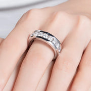 GK Moissanites 4mm Moissanite Wedding Band Ring S925 Sterling Silver Eternity Ring