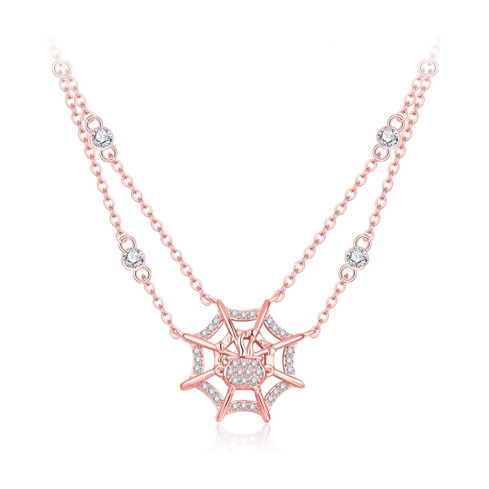 2.0MM Spider Web Design Moissanite Pendant Necklace | S925.