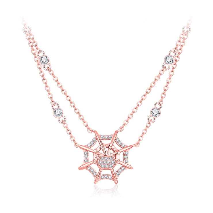 2.0MM Spider Web Design Moissanite Pendant Necklace | S925.