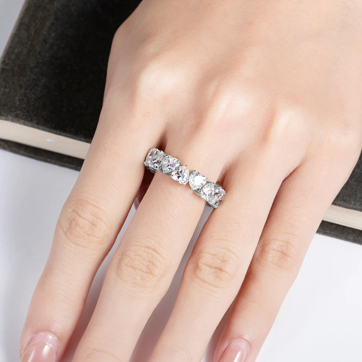 GK Moissanites 5mm Heart Cut D Color Moissanite Eternity Band