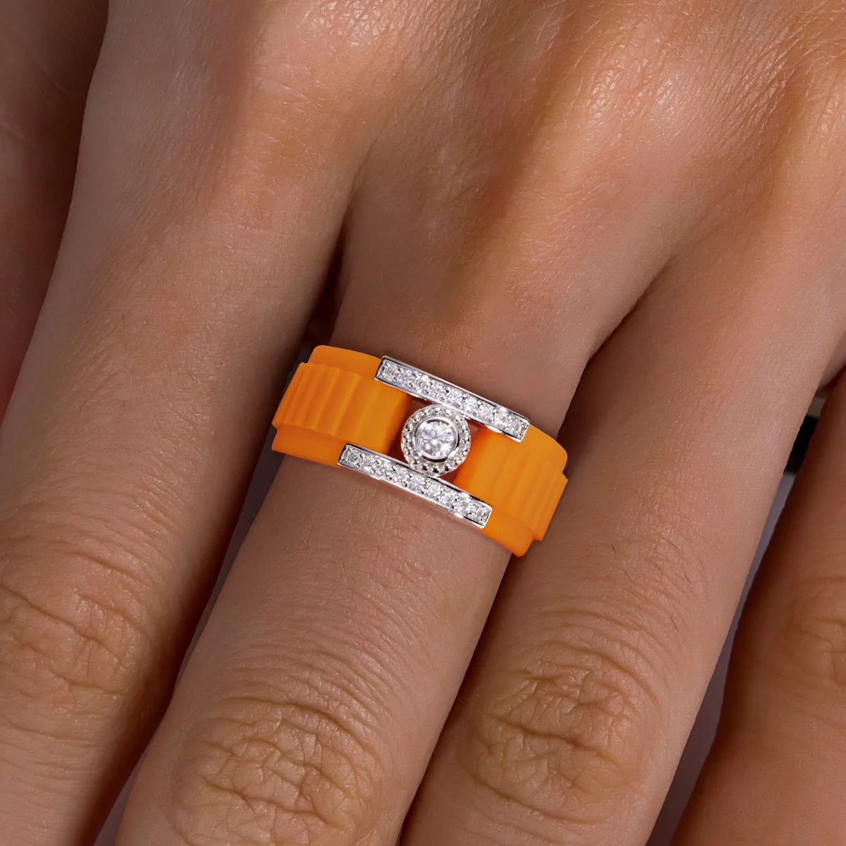 3 MM Round Moissanite Halo Silicone Ring