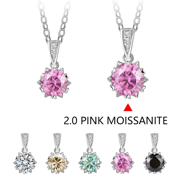 1.0-2.0 Carat Round Cut Moissanite Pendant Necklace.