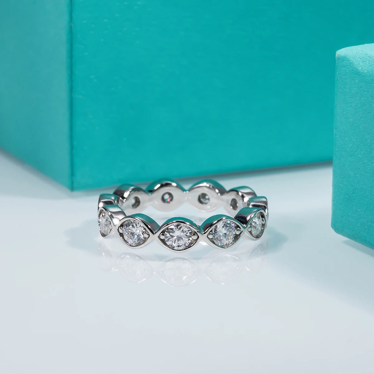 3.5MM D Color Round Cut Moissanite Eternity Band