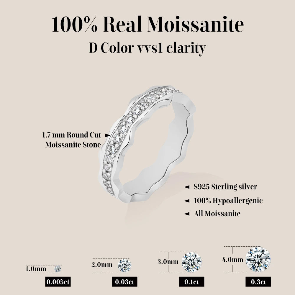 Full Moissanite Wavy Band Ring