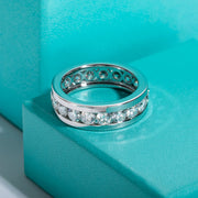 GK Moissanites 4mm Moissanite Wedding Band Ring S925 Sterling Silver Eternity Ring