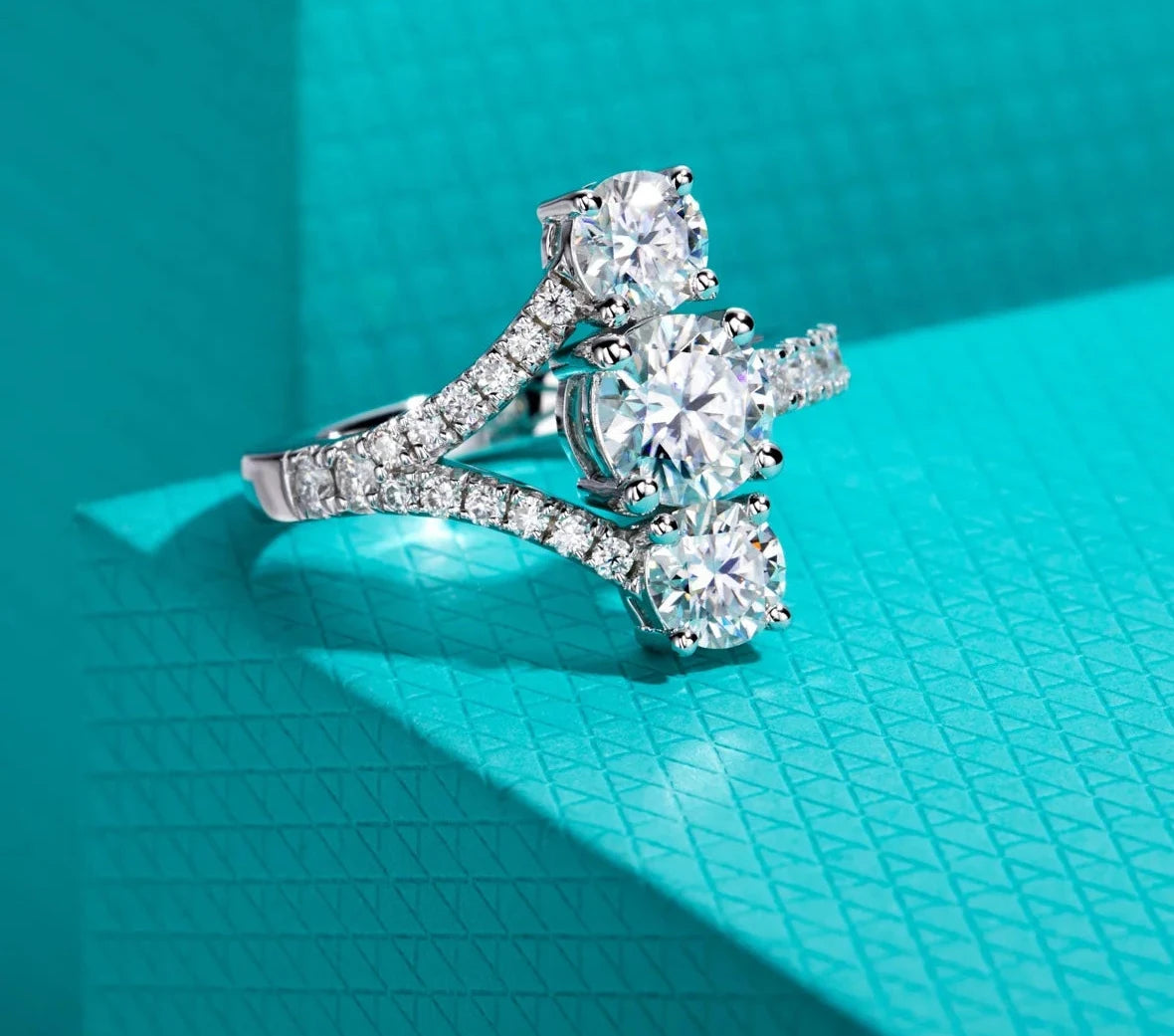 2.36 CTTW Three Stone Moissanite Engagement Ring