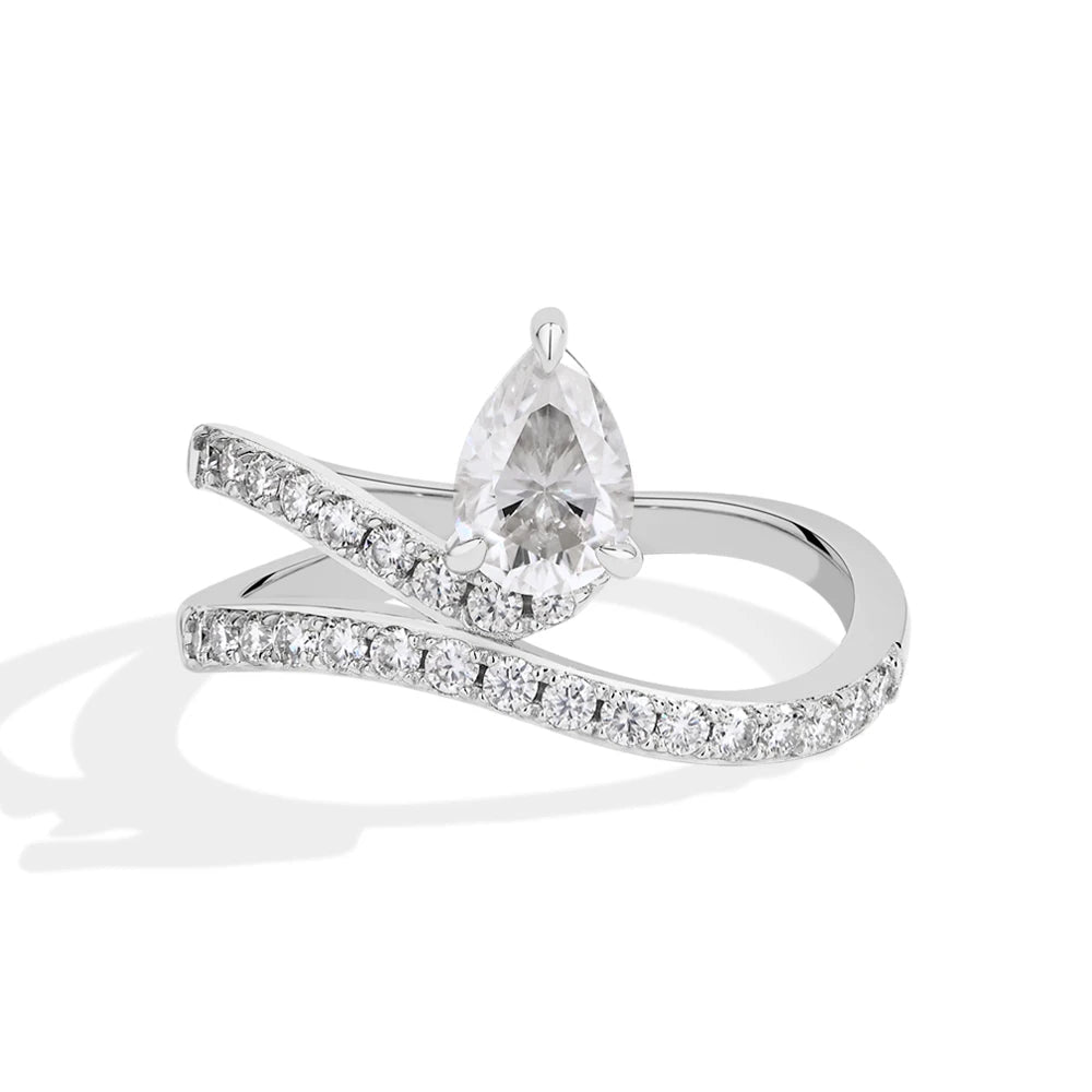 0.8 CT Pear Cut D VVS1 Moissanite Ring