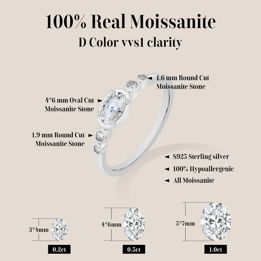 Oval Cut Moissanite Wedding Statement Ring