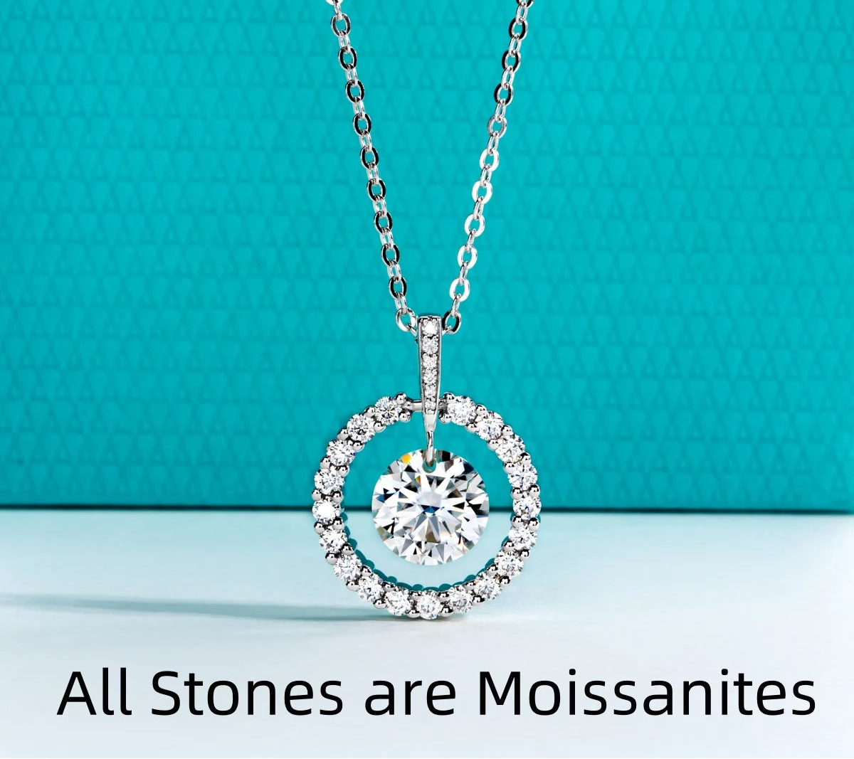 3 CT D Color Moissanite Halo Pendant Necklace