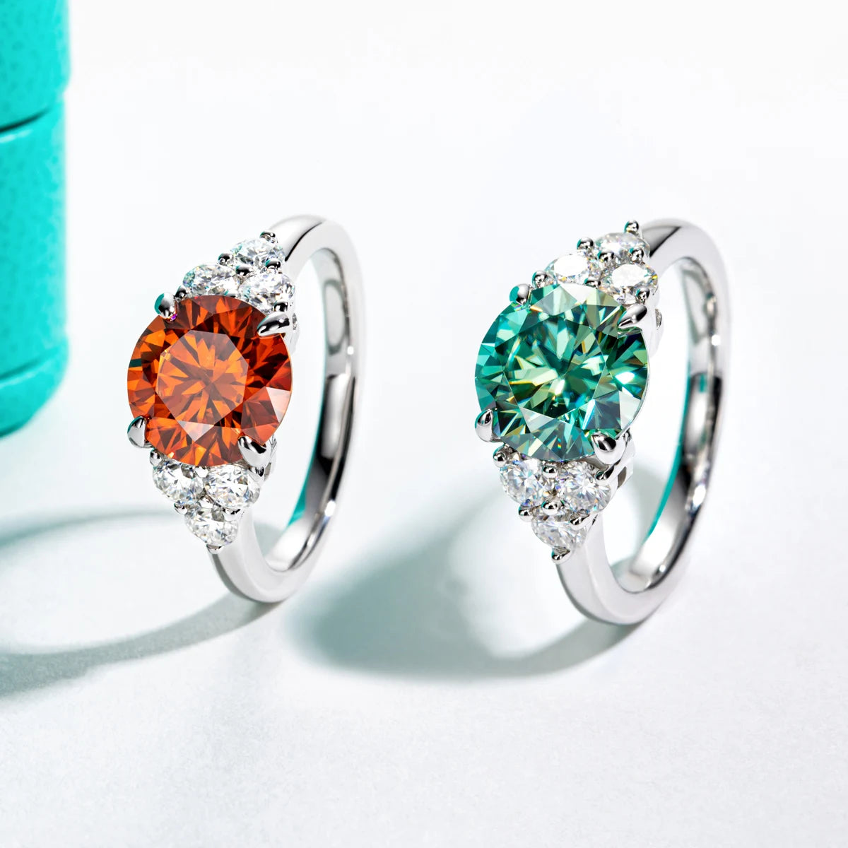 3 CT Red-Orange Moissanite Engagement Ring