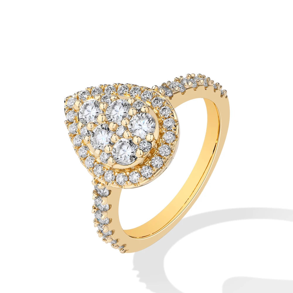 Vintage Round & Pear-Shaped Moissanite Bridal Ring