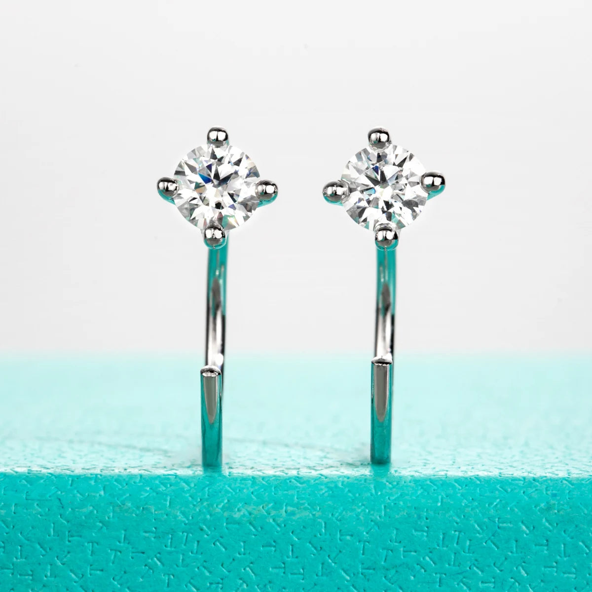 4mm D Color Moissanites Classic Hoop Earrings.