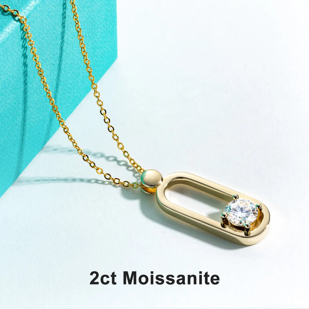 2ct D Color Moissanite Pin Necklace and Earrings Set.