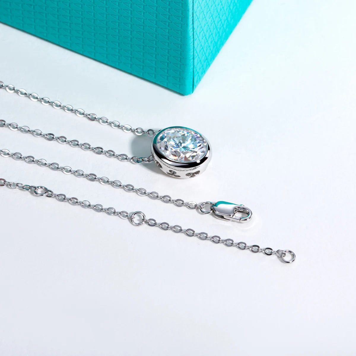 VVS1 D Color Oval Cut Moissanite Bezel Necklace