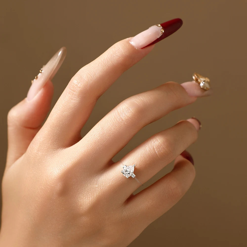 0.8CT Pear Cut Fishing Line Moissanite Ring