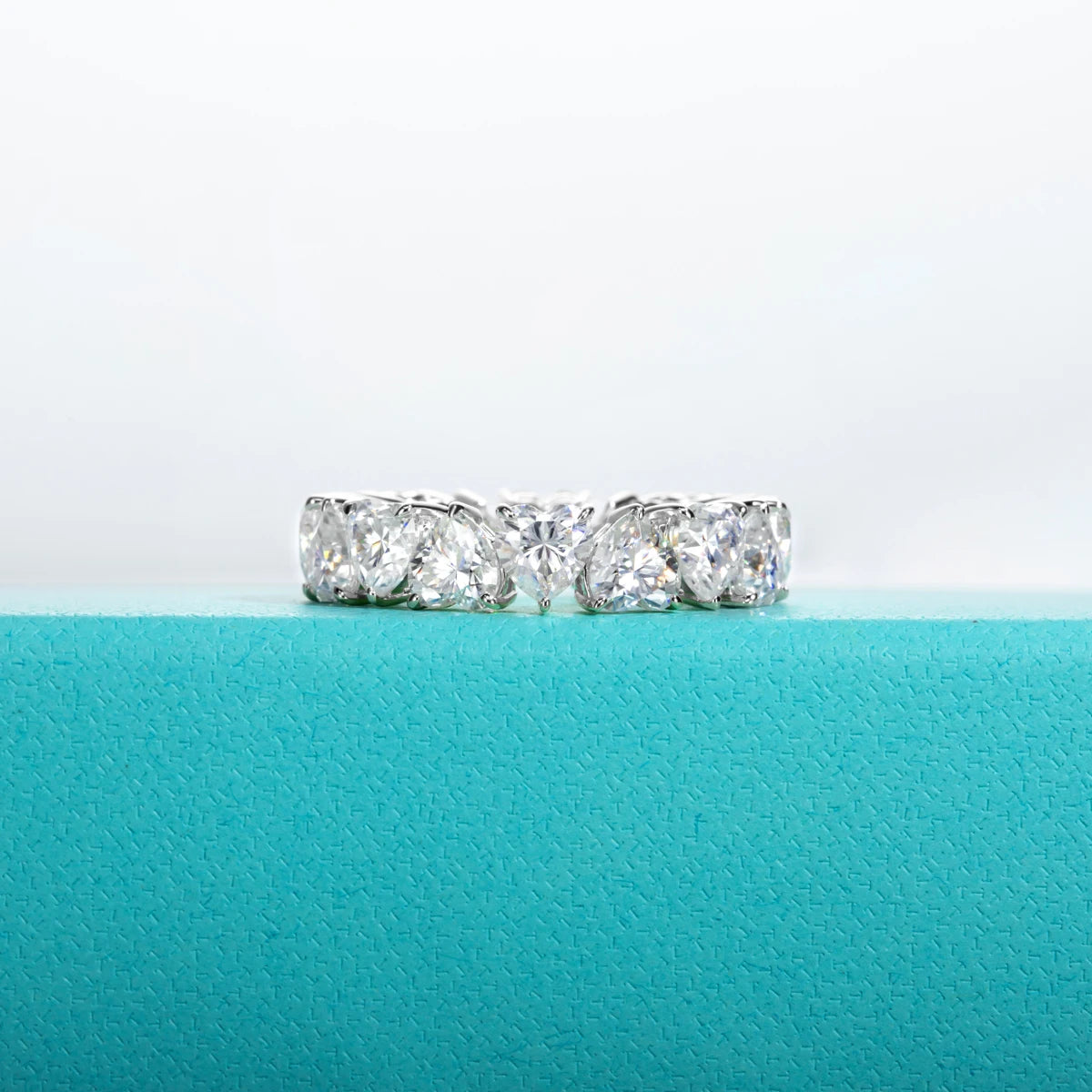 GK Moissanites 5mm Heart Cut D Color Moissanite Eternity Band