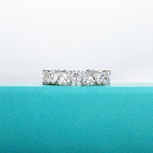 GK Moissanites 5mm Heart Cut D Color Moissanite Eternity Band