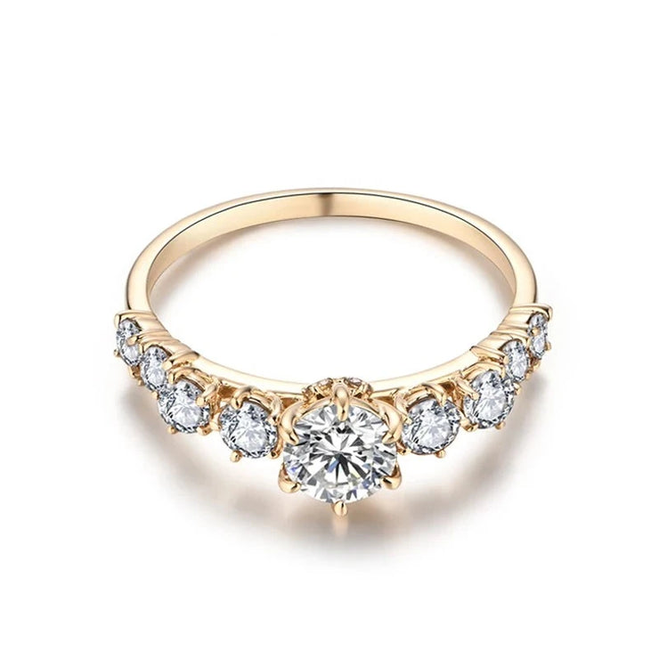 14K Yellow Gold Plated Brilliant Cut | 0.5 CT Moissanite Ring.