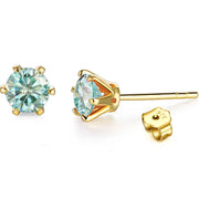 VVS1 D Color 0.5-1 Carat Moissanite Stud Earrings | 18K Gold Plated.