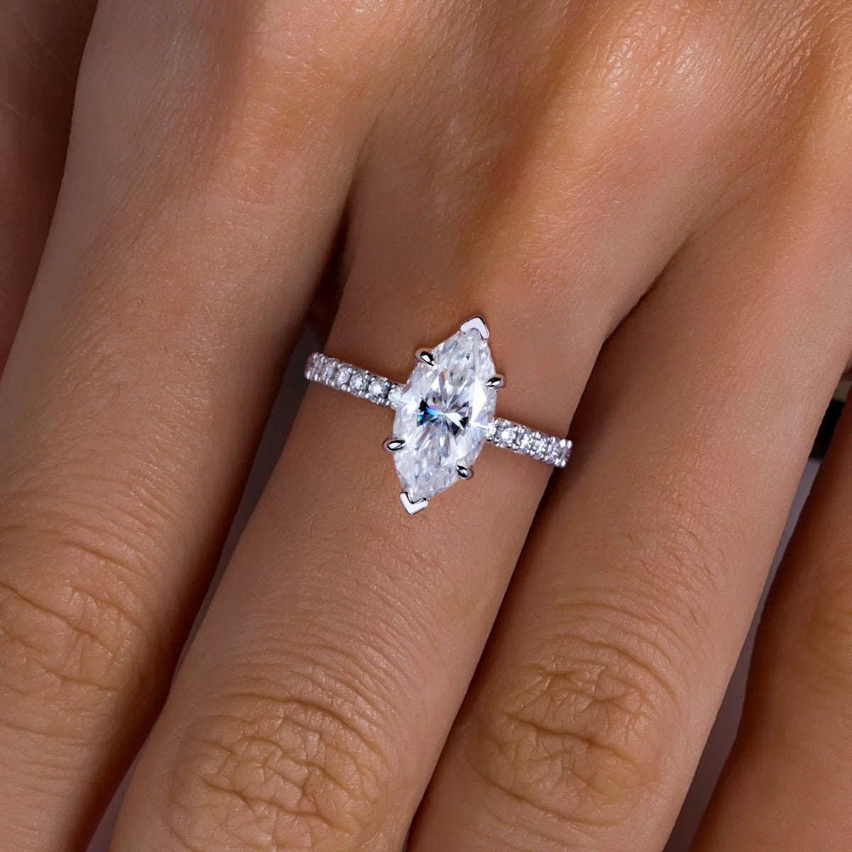 3 CT Marquise Cut Moissanite Engagement Ring