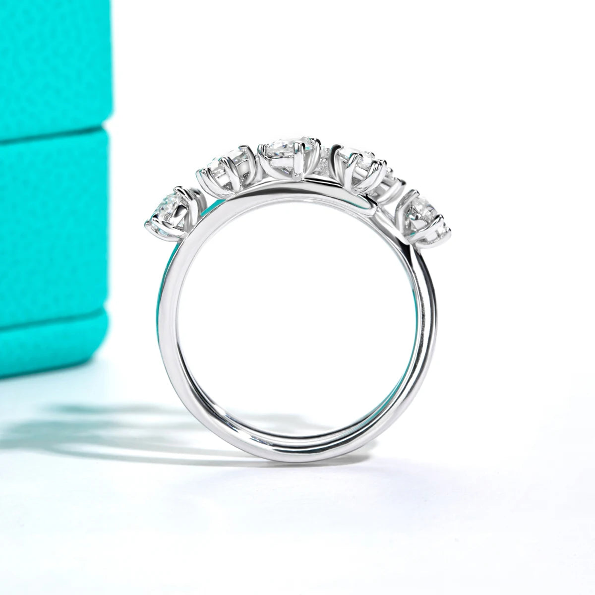 3.9 CTTW Pear Cut Moissanite Wedding Band