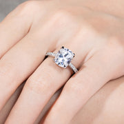 5CT Cushion Cut D Color Moissanite Engagement Ring.