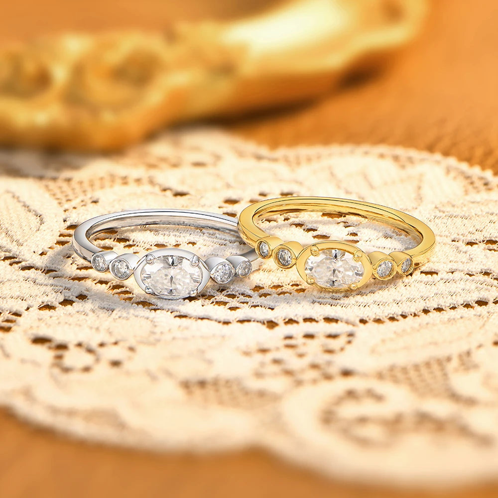 Oval Cut Moissanite Wedding Statement Ring