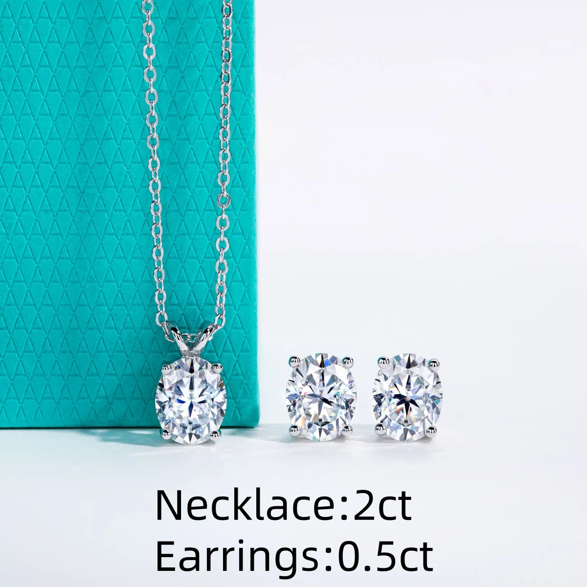 VVS 1 Oval Cut Moissanite Necklace & Earring Set