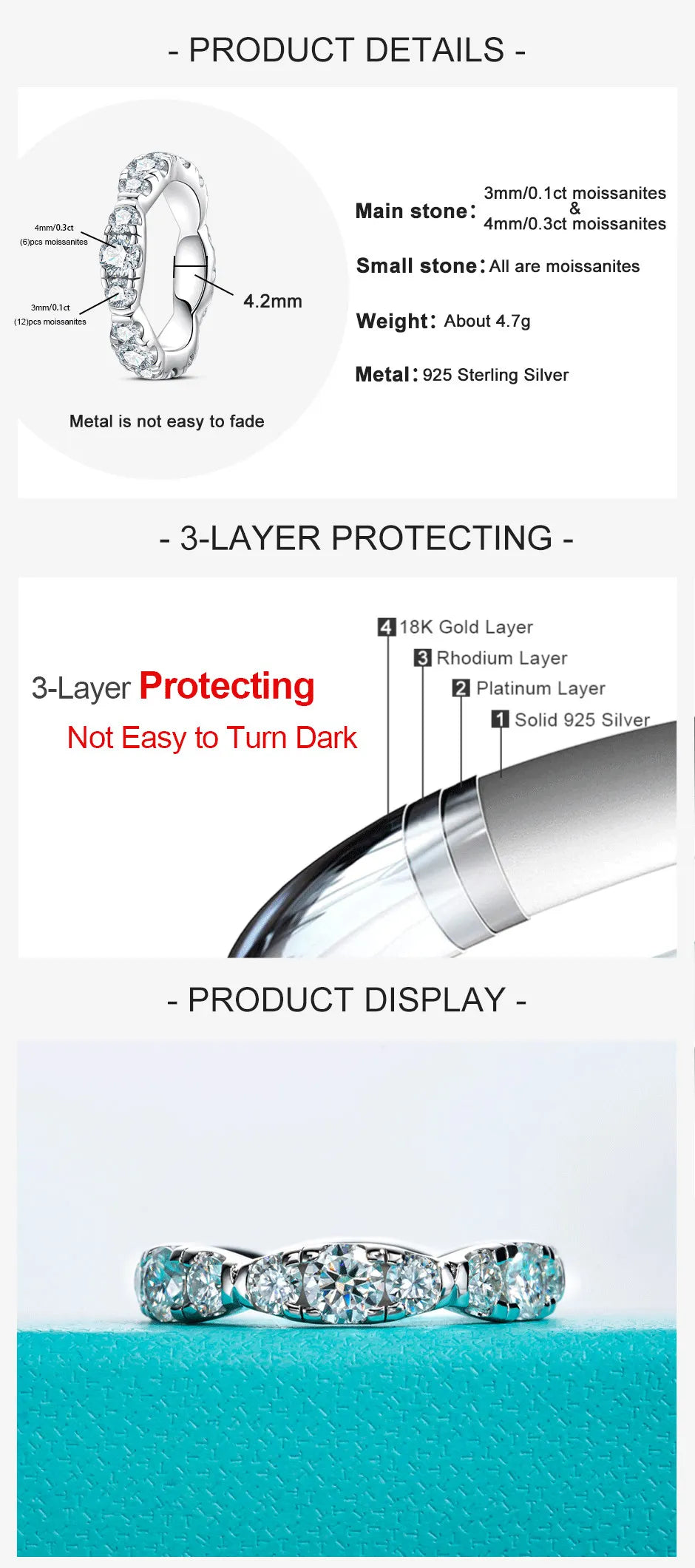 VVS 1 D Color Moissanite Eternity Ring